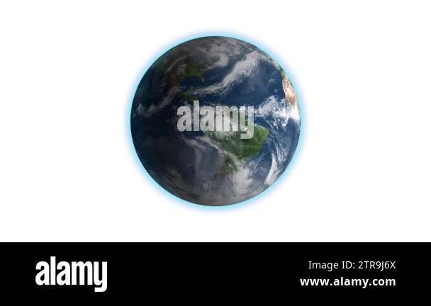 Realistic Earth Rotating on White Loop . Globe is centered in frame ...