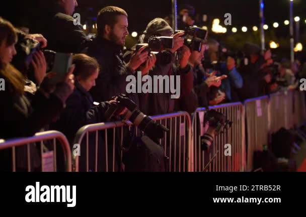 Paparazzi Photographers Cameras Flashing at Red Carpet Celebrity Event ...