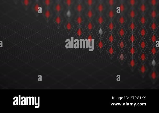 Abstract 3D isometric virtual wireframe octahedron and red core with ...