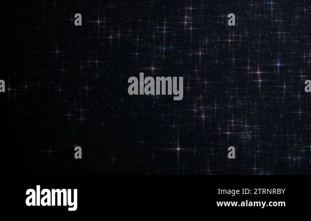 Flying Colored Stars in Dust Particles and Flares on Black Background ...