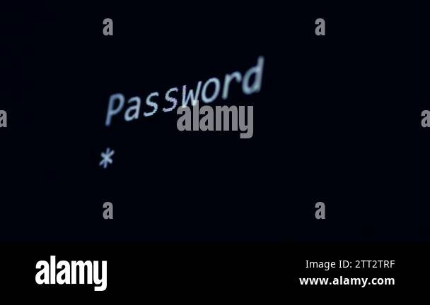 Computer access concept. Password typed on black screen. 4K Stock Video ...