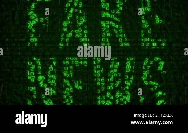 Fake News - Digital Data Code Matrix. Camera moving back from extreme ...