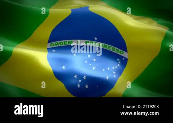 Brazil flag video waving in wind. Realistic Brazilian Flag background ...