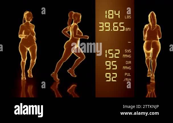 Bmi Class Animation Simulation of a Fat Woman Losing Body Weight and BMI Index Computer X ...