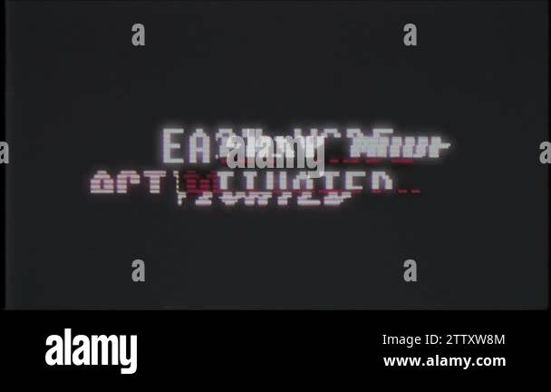 retro videogame EASY MODE text computer old tv glitch interference ...