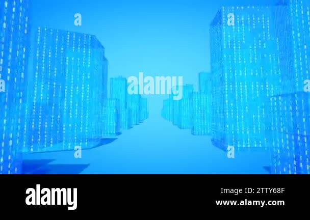 Camera fly through futuristic sci-fi city with buildings made out of ...