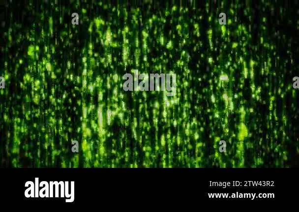 Computer Binary Code Data Falling Loop/ 4k animation of an abstract ...