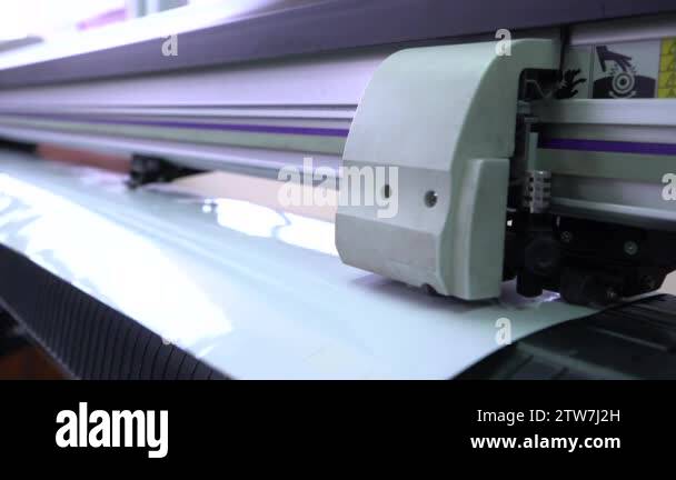 The rolled cutting plotter. Polygraphy. Close up. Industrial use ...