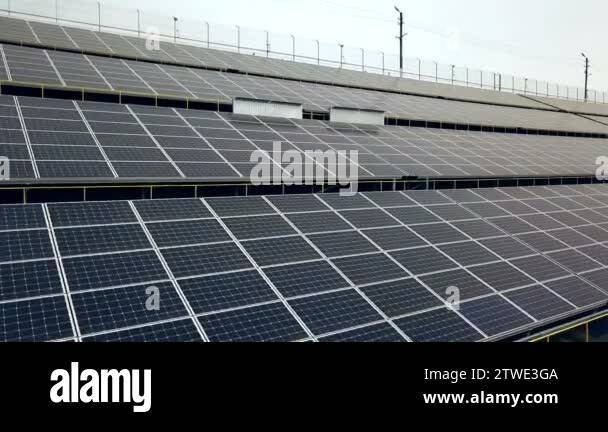Solar panels. Power station. Blue solar panels. Alternative source of ...