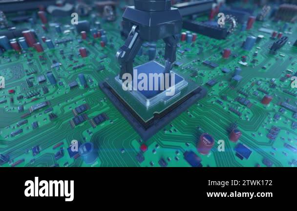 Beautiful Process of Robotic Arm Placing Processor on Circuit Board ...