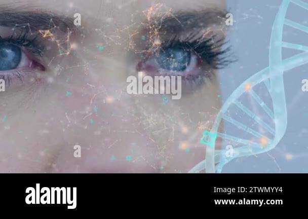 Digital animation of a DNA double helix rotating with asymmetrical ...