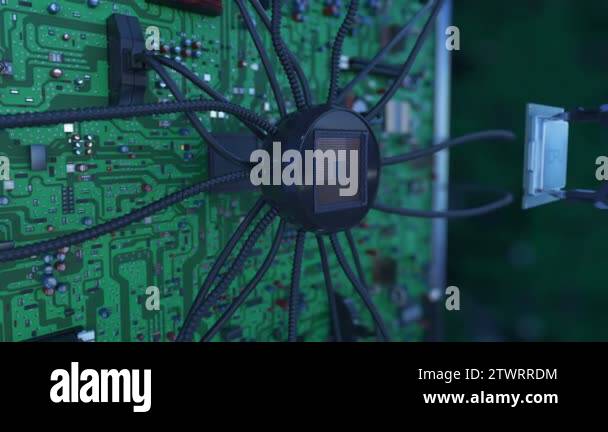 Processor Installation Process on the Circuit Board the with Robotic ...