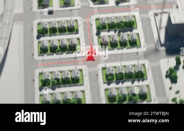 GPS map. Red arrow running forward along a path Stock Video Footage - Alamy