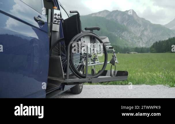 4k resolution video of electric lift specialized vehicle for people ...