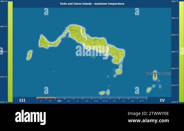 Maximum temperature by month in the Turks And Caicos Islands area with ...