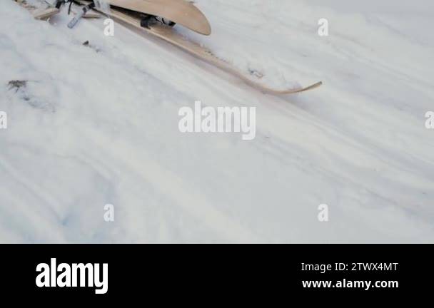 Skier after accident waiting for rescue lying in snow. Clip