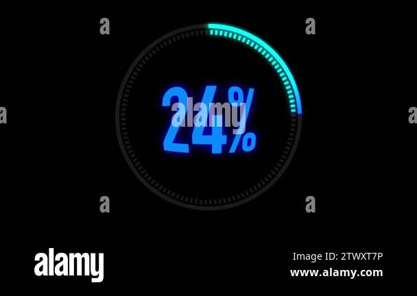 Animation blue loading bar with Alpha channel. 0-100 percent. Blue ...