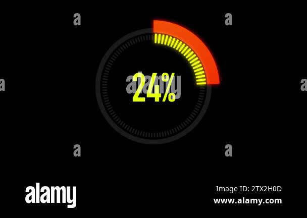 Animation orange and red loading bar with Alpha channel. 0-100 percent ...