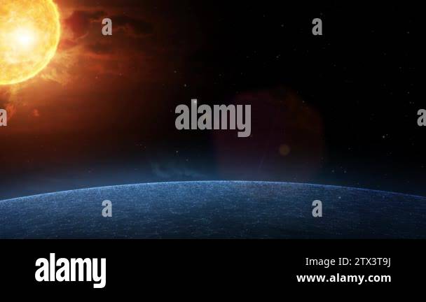bright sun in solar system with dark planet Stock Video Footage - Alamy