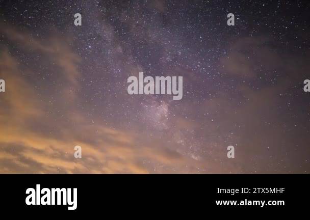 Milky Way & Golden Clouds Night Sky Time Lapse Stock Video Footage - Alamy