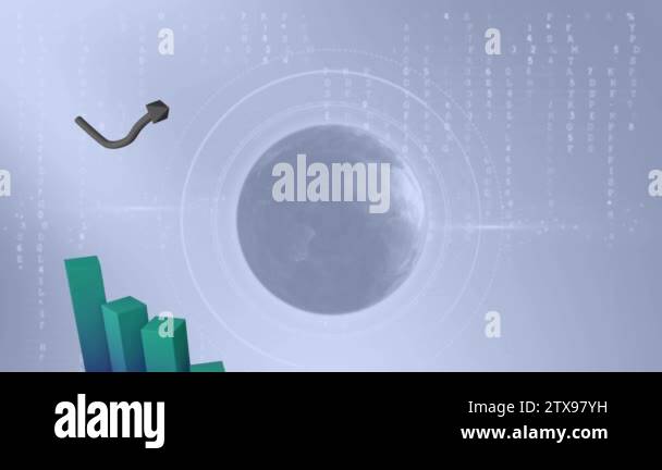 Animation of a 3D blue block graph and black arrow showing growth on a ...