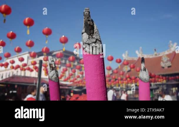 Smoke of big Incense sticks during the celebration of Chinese New Year
