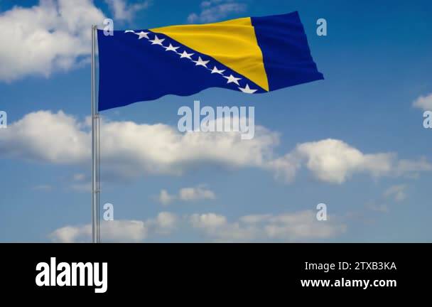 Blue sky background with bosnia and herzegovina flag Stock Videos ...