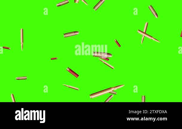 Green screen rain bullets falling 3d ammunition Stock Video Footage - Alamy