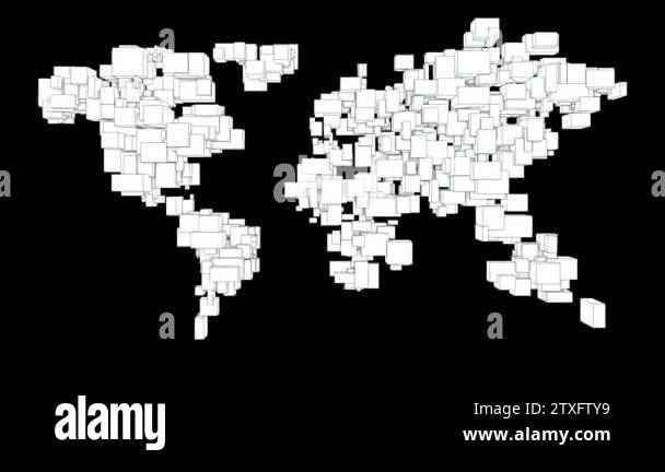 World map formed by scaling 3d cubes background loop v2 Stock Video ...