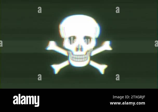 Skull And Cross Bones Icon On Bad Old Film TapeAnimation of a skull ...