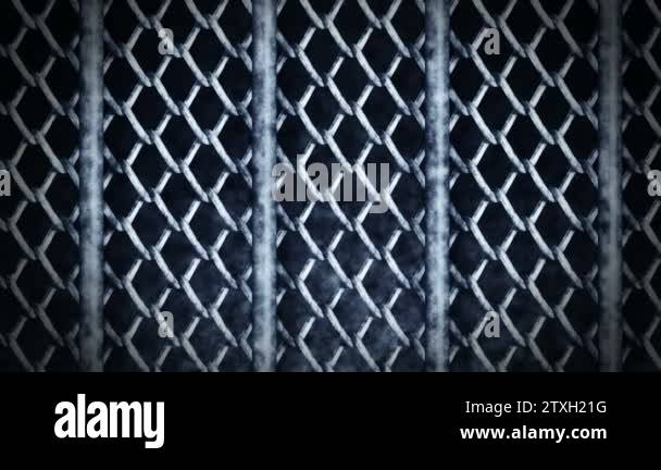 Metallic wire fence on a dark background. Chain of wire mesh steel ...