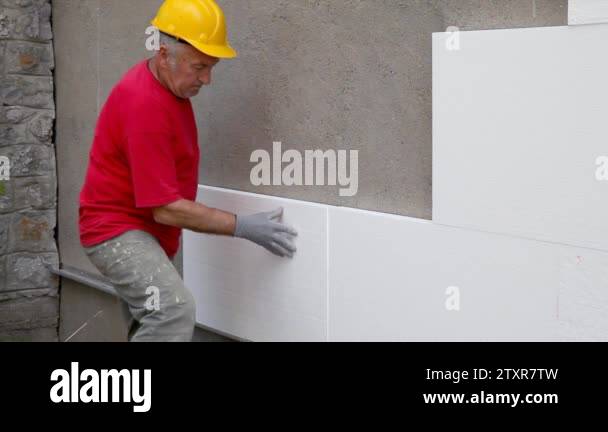 Styrofoam, polystyrene insulation of wall Stock Video Footage - Alamy