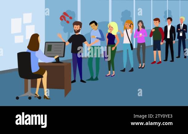 Man men male female line queue waiting Stock Videos & Footage - HD and ...