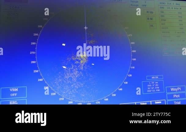 PC display functioning as snappy radar with many spots and texts on a ...