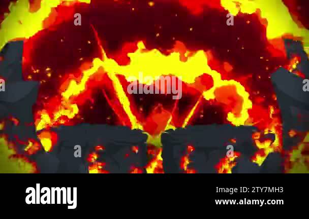 Cartoon fire animation. Flame loop background. Competition. Battle game ...