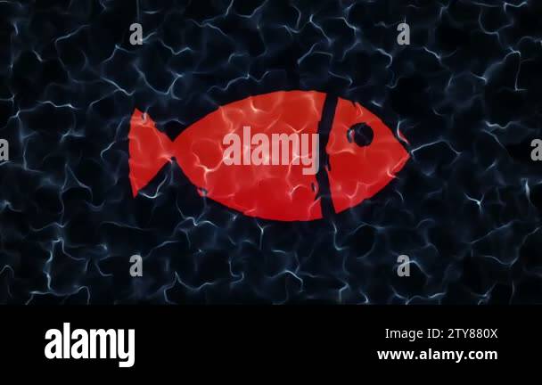 3D Animation rotation of symbol of fish. Animation of seamless loop ...