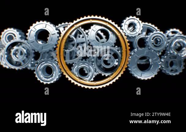 Big Golden Gear Cooperating with Steel Gears in Working Mechanism with ...