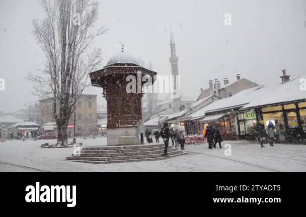 Sarajevo, Bosnia and Herzegovina 5 Feb 2020: Bascarsija, city centre at ...