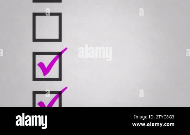 Animation marker drawing a tick in the box for voting on paper ...