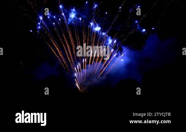 Firework colorful gun effect With human silhouettes Stock Video Footage ...