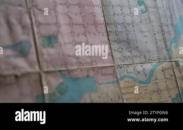 Map Details File Close-up of outline map details. Stock footage. Details of marked area ...