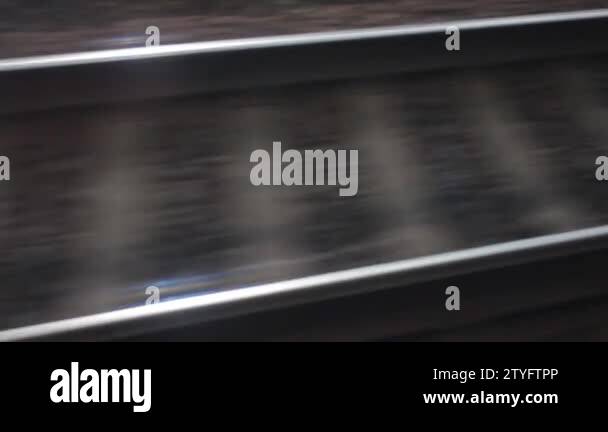 moving train, rails and sleepers in motion. railway communication ...