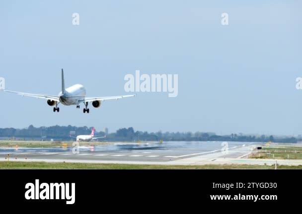 Commercial airliner landing at Barcelona International airport.Aircraft ...