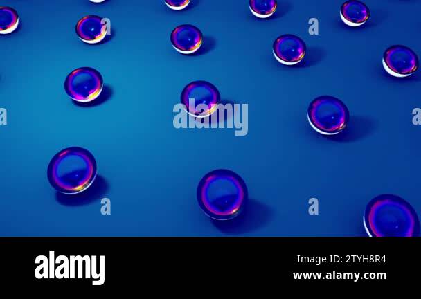 Set of different colors 3d rotating glass shapes sliced balls. 4k ...