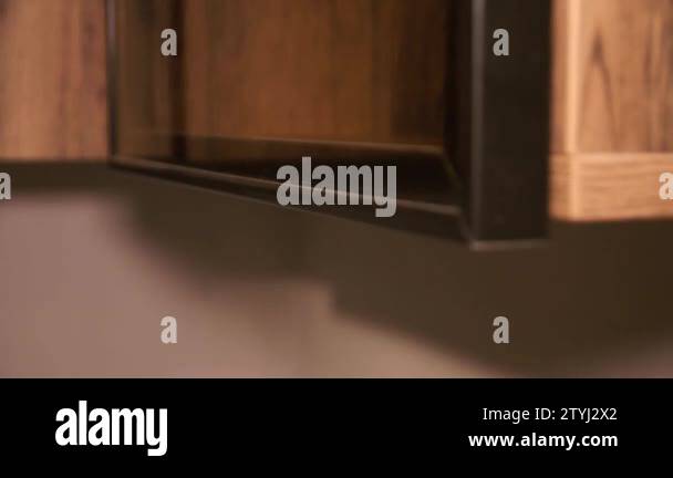 Open, long wardrobe with transparent doors.wardrobe in the bedroom.Clip ...