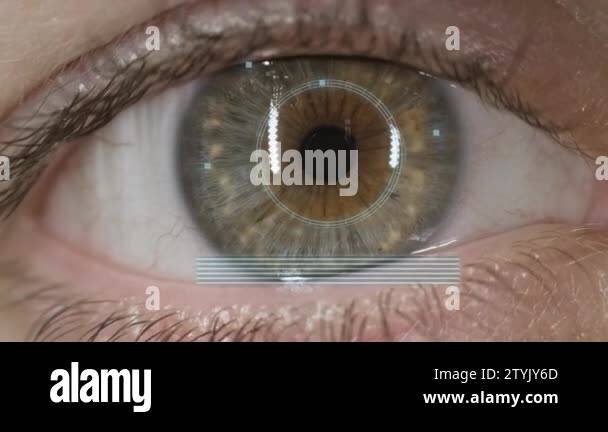 Human eye scan and recognition. Futuristic digital interface. Safety ...