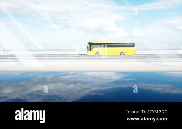 3d model of bus on bridge. Very fast driving. 4k animation Stock Video ...