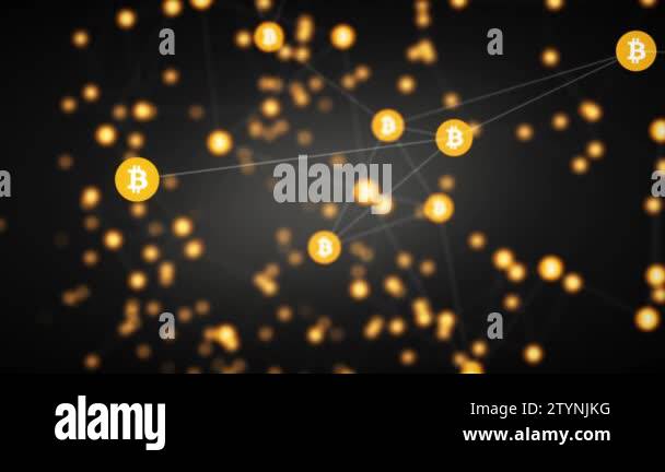 bitcoin mining slow moving connected bitcoin symbols slow motion tech ...