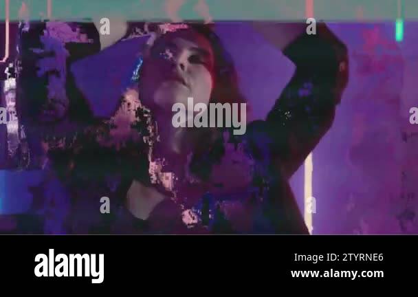 glitch effect distorted video woman dancing posing Stock Video Footage ...