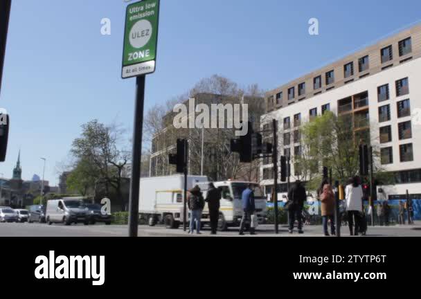 ULEZ, London, UK - April 9 2019: ULEZ Ultra low emission zone new ...